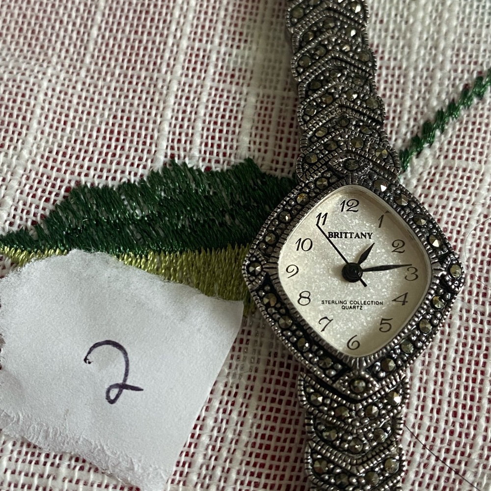 Ladys BRITTANY sterling silver marcasite watch bracelet